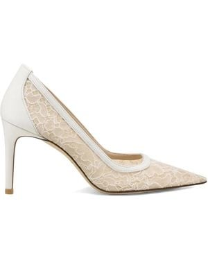 Stuart Weitzman Stuart Power Floral-Lace Pumps - White