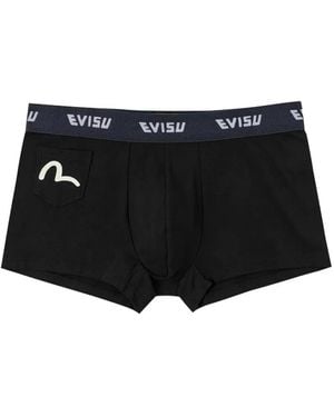 Evisu Logo-Waistband Boxers - Black