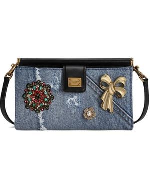 Dolce & Gabbana Bolso vaquero mini con parche - Azul