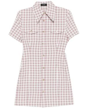 Willy Chavarria Picnic-Plaid Pocket Mini Dress - White