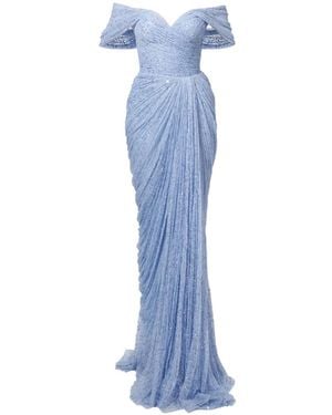 IRIS SERBAN Drapiertes Kleid Mit Pailletten - Blau