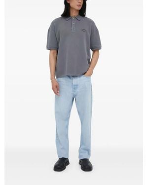 American Vintage Polo con placa del logo - Azul