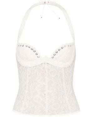 Ludovic de Saint Sernin Lilo Lace-Up Top - White