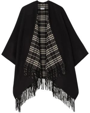Burberry Reversible Check Wool Cape - Black