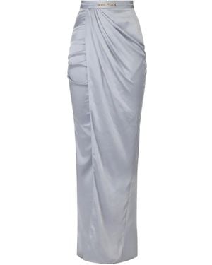 Elisabetta Franchi Draped Satin Maxi Skirt - Grey