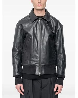 The Viridi-anne Zip-Up Leather Jacket - Grey