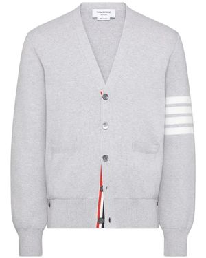 Thom Browne 4-Bar Milano Stitch Cardigan - Gray