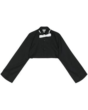 Noir Kei Ninomiya Bow-Tie Cropped Shirt - Black
