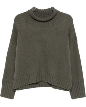 Soft Goat Roll-neck Ribbed Sweater - グリーン