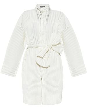 Issey Miyake Abrigo Wavering Pleats - Blanco