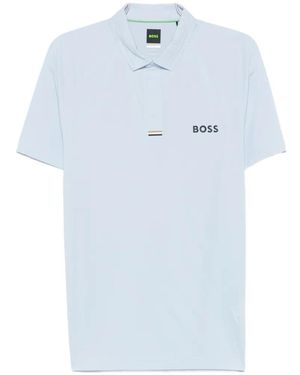 BOSS Logo-Print Polo Shirt - Blue