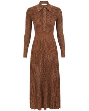 Zimmermann Ribbed-Knit Midi Dress - Brown