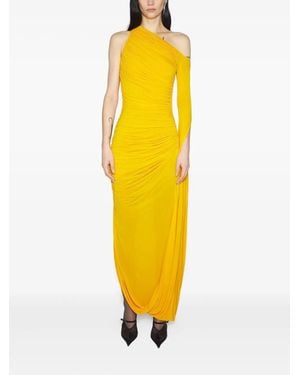 Mugler One-Shoulder Draped Maxi Dress - Yellow