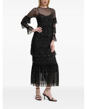 Never Fully Dressed Star-Embellishment Tiered Maxi Dress - Black
