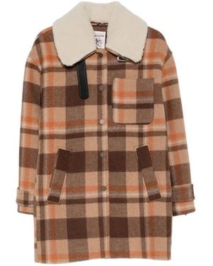 Semicouture Checked Coat - Brown