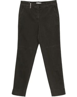 Peserico Logo-Detail Cotton Trousers - Black