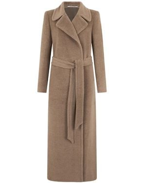 Tagliatore Belted Brushed-Finish Coat - Natural