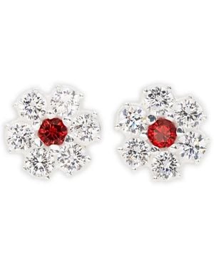 Hatton Labs Boucles D'Oreilles Fleurs Serties De Cristaux - Blanc