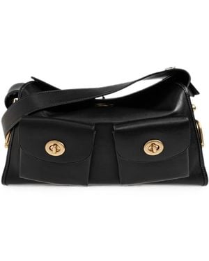 COACH Bolso De Hombro Haversack Con Cierre Giratorio - Negro