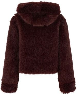 BB COUTURE フーデッド エコファーコート - パープル