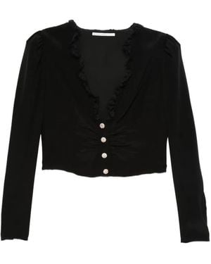Alessandra Rich Lace-Trim Buttoned Blouse - Black