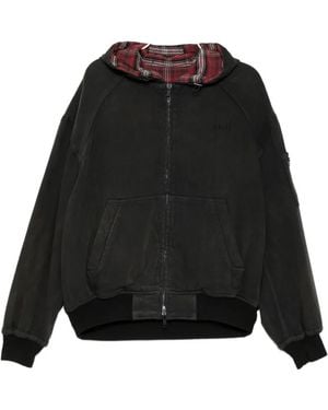 Juun.J Checked Reversible Zip-Up Hoodie - Black