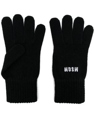 MSGM Logo-embroidered Knitted Gloves - Black