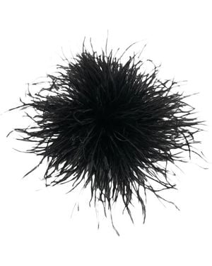 Essentiel Antwerp Spilla Kurdy Con Piume Di Struzzo - Nero