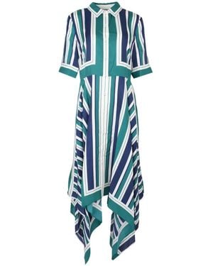 Jonathan Simkhai Abrielle Striped Handkerchief-Hem Midi Dress - Blue