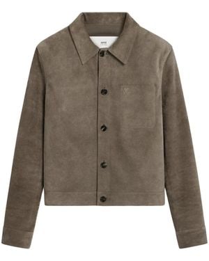 Ami Paris Leather Buttoned Jacket - Green