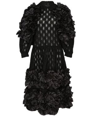 Comme des Garçons Volantkleid Mit Spitzeneinsätzen - Schwarz