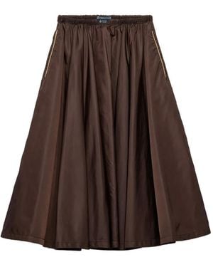 Prada Jupe Légère En Re-Nylon Froncé - Brown