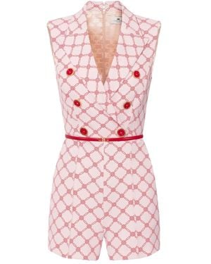 Elisabetta Franchi Double-Breasted Logo-Print Playsuit - Pink