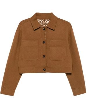 Max Mara Cropped-Jacke Mit Monogramm-Print - Braun