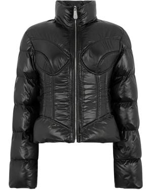 Philipp Plein Corset-Style Padded Jacket - Black