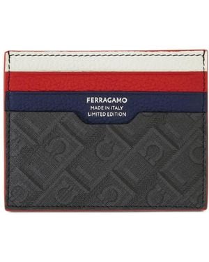Ferragamo Monogram Credit Card Holder - Grey