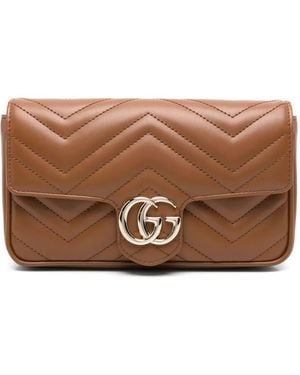 Gucci Kleine Gg Marmont Clutch - Braun