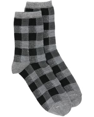 Alto Milano Calcetines a cuadros - Gris