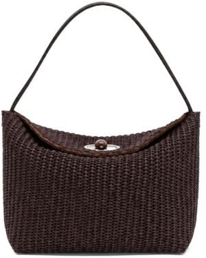 Christopher Esber Mini Turnlock Raffia Shoulder Bag - Brown
