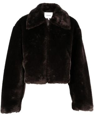 FRAME Faux-Fur Cropped Jacket - Black