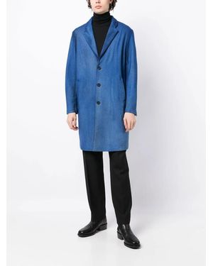Avant Toi Painted-Effect Merino-Wool Overcoat - Blue