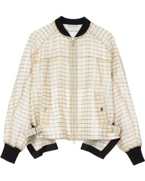3.1 Phillip Lim Checked Belted Bomber Jacket - Natural
