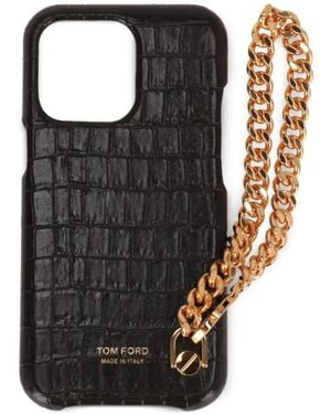 Tom Ford Croc-Effect Chain-Link Phone Case - Black