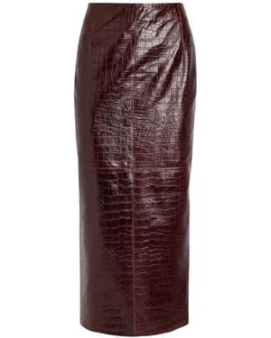Nour Hammour Elyse Crocodile-Effect Midi Skirt - Purple