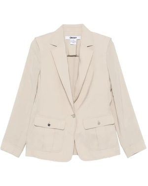 DKNY Flap-Pocket Single-Breasted Blazer - Natural