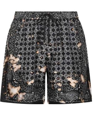Amiri Silk Printed Deck Shorts - Gray