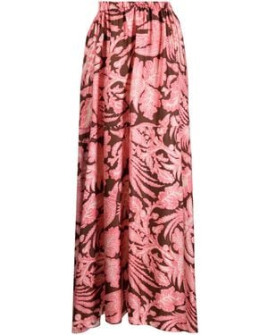 Biyan Floral-Print Asymmetric Maxi Skirt - Red