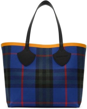 Burberry Borsa Tote Check Grande - Blu