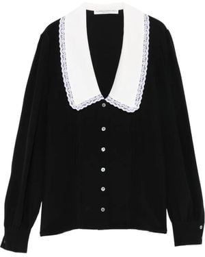 Alessandra Rich Bluse mit Spitzenkragen - Schwarz
