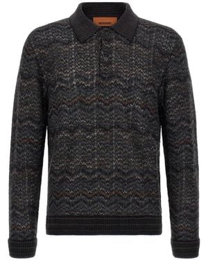 Missoni Polo Cruzado De Punto En Zigzag - Negro